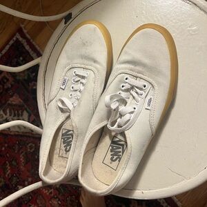 Vans White and Tan Sneakers